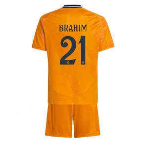 Real Madrid Brahim Diaz #21 Borta Kläder Barn 2024-25 Kortärmad (+ Korta byxor)